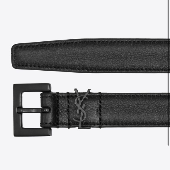 Yves Saint Laurent Accessories Ysl Matte Black Monogram Belt 8 Cm
